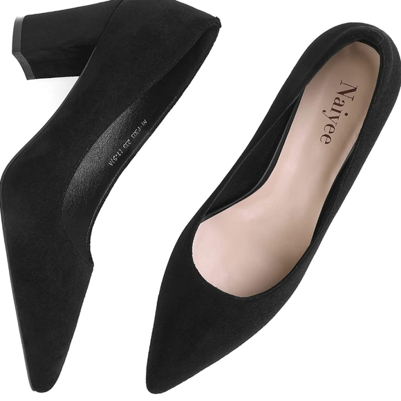 🌌SALE🌌💥BRAND NEW💥Naiyee Black Suede Pumps Size: 8 - Picture 3 of 5